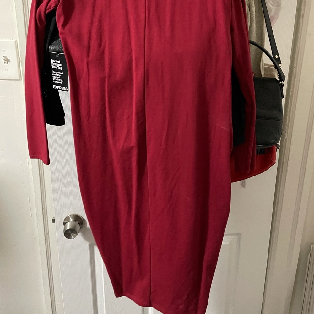 Burgundy Express deep v long sleeve dress L - Picture 5 of 5